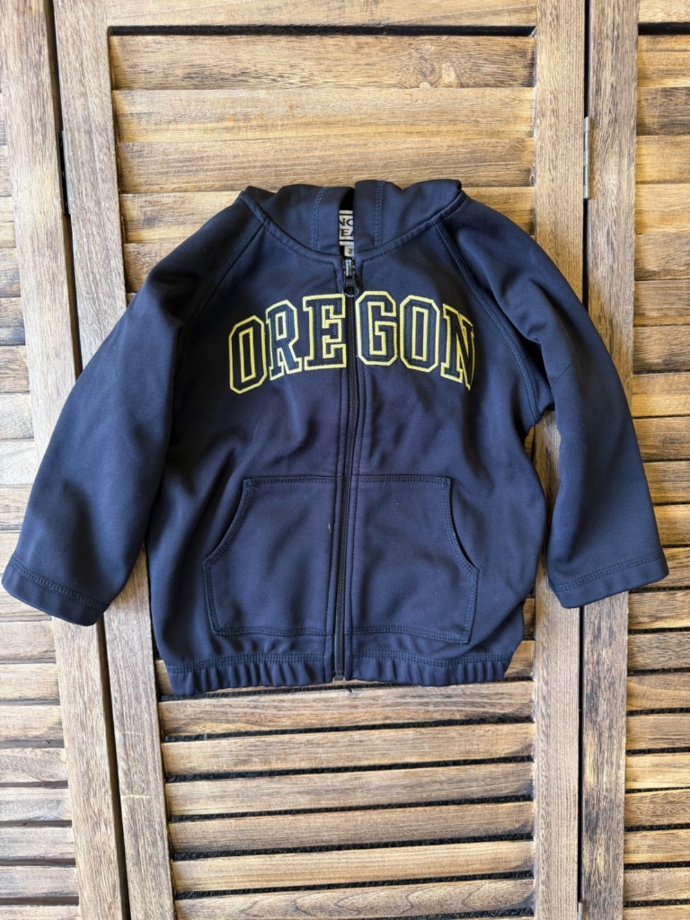 Kids Black Oregon Zip-Up Hoodie with Yellow Lettering Oregon Ducks Know Wear 2T
